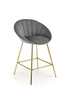 Hoker Shelly welurowy szary z oparciem i podłokietnikami glamour na złotych nogach do kuchni