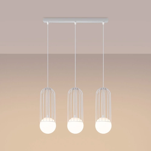 BRINA 3L nowoczesna biała lampa wisząca do salonu i jadalni potrójna SOLLUX