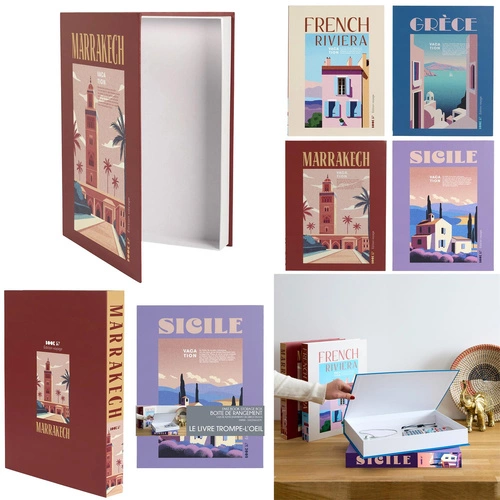 Pudełko ozdobne książka Sicile fioletowe dekoracyjne tekturowe do sypialni Intesi