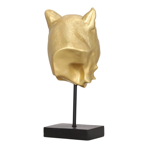 Figurka dekoracyjna lew Lion złota glamour Atmosphera na czarnej podstawie do salonu 35,5 cm