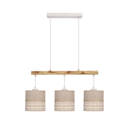 Lampa wisząca Izotto biały 3x60W E27  abażur beżowy