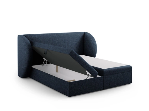 Łóżko tapicerowane Miley niebieskie 140x200 z pojemnikiem nowoczesne do sypialni