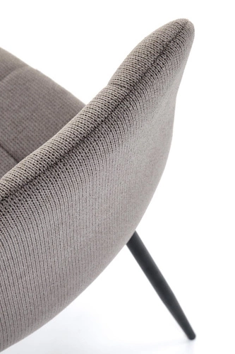 Krzesło tapicerowane Fime szare do jadalni i salonu nowoczesne z czarnymi metalowymi nogami