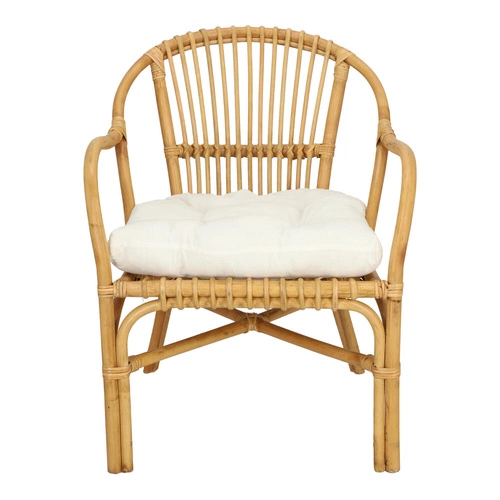 Fotel rattanowy Neta boho do salonu z podłokietnikami i poduszką Atmosphera naturalny