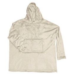 Bluzo koc pluszowy Intesi beżowy ciepły z kapturem na zimowe wieczory 120x81 cm