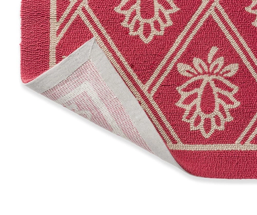 Dywan zewnętrzny do tarasu Porchester Laura Ashley 160x230 czerwony łatwoczyszczący kwiatowy