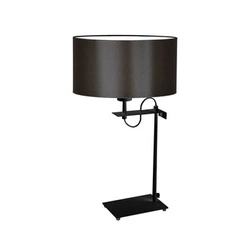 Lampka nocna do sypialni Alaska nowoczesna z abażurem brązowym na czarnej podstawie 55 cm