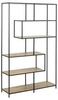 Regał na książki do salonu Oxford 4 loftowy dębowy z metalem 114 cm Intesi