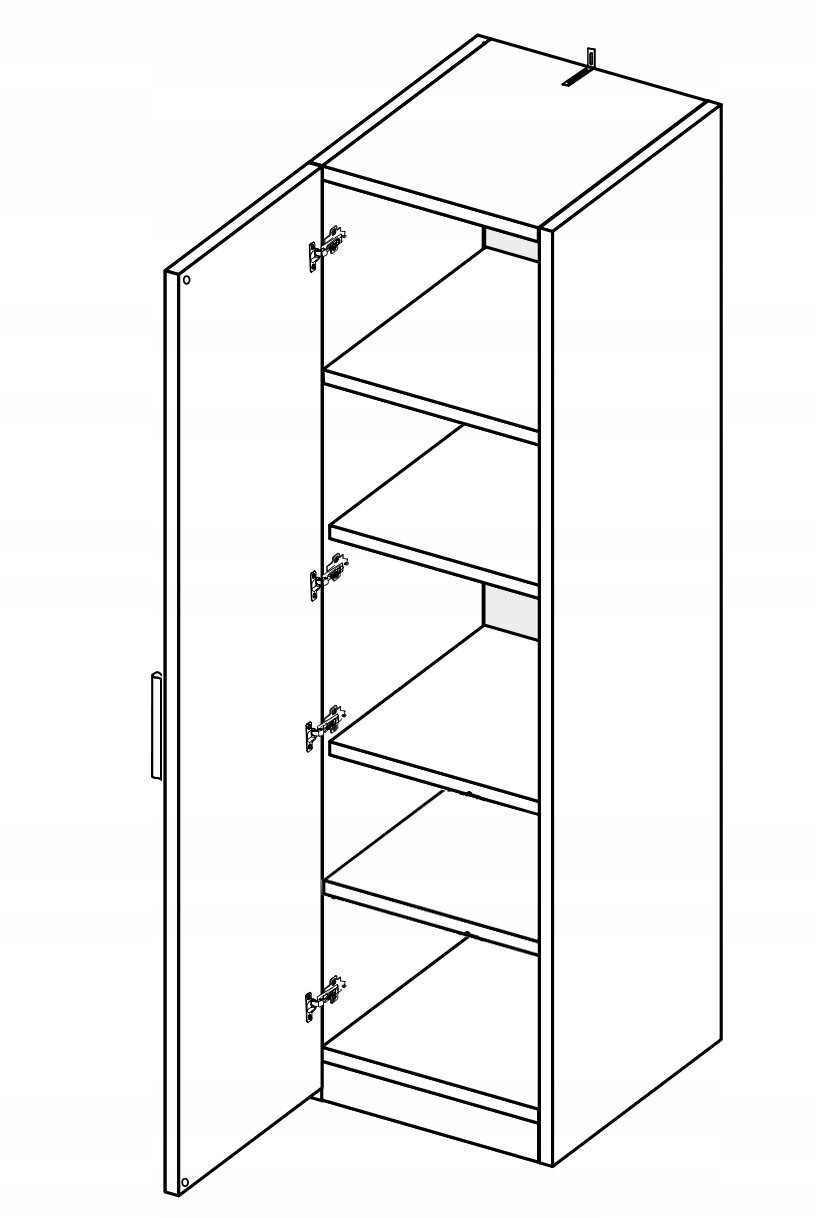 Szafa Holly biała połysk 50 cm z półkami nowoczesna do sypialni lub przedpokoju