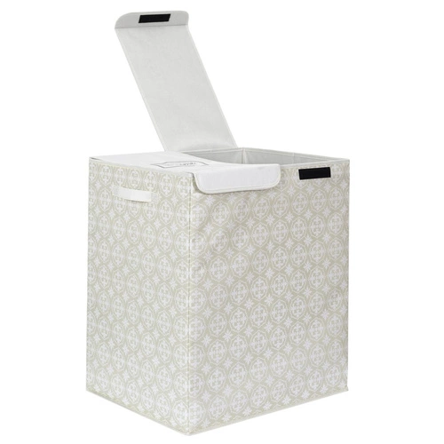 Intesi nowoczesny kosz na pranie 2 komory z pokrywą składany szary do łazienki 50x41x57