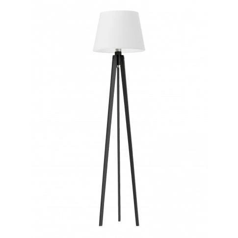 Lampa podłogowa CURACAO abażur biały stelaż hebanowy