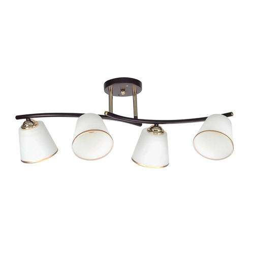 Lampa sufitowa Greco brunatny+złoty 4x40  E27 klosz biały