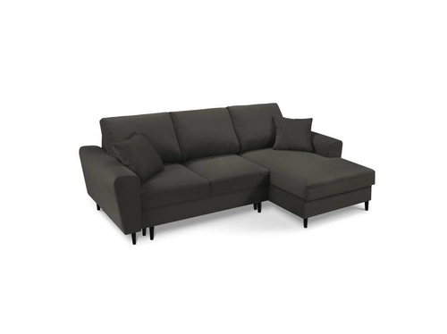Narożnik z funkcją spania Moghan Black Corduroy Prawostronna kolor nóg czarny