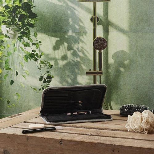 Kosmetyczka podróżna Intesi szara organizer na pędzle do makijażu z przegródkami