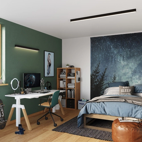 Plafon sufitowy LED Pinne 117 cm czarny nowoczesny do kuchni, salonu lub przedpokoju