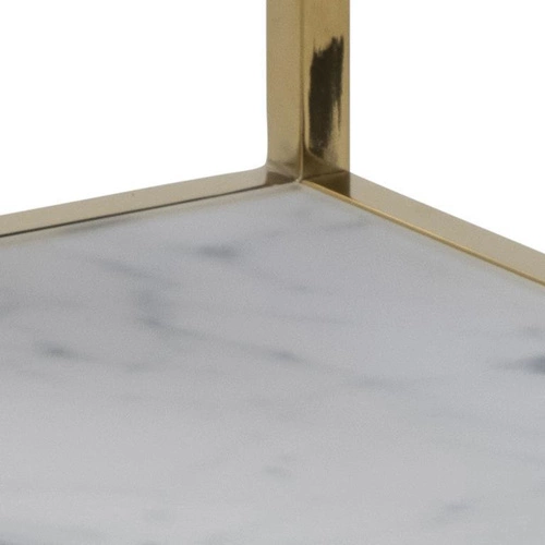 Szafka nocna biała marmurowa glamour 45 cm Alisma Actona ze złotymi nogami i półką