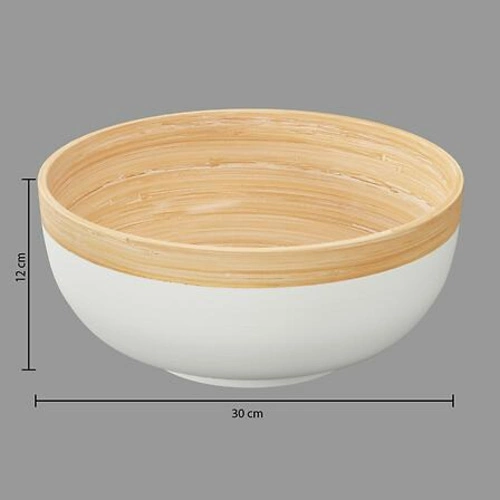 Miska do sałatek Modern Color biała bambusowa okrągła do kuchni 30 cm 5five