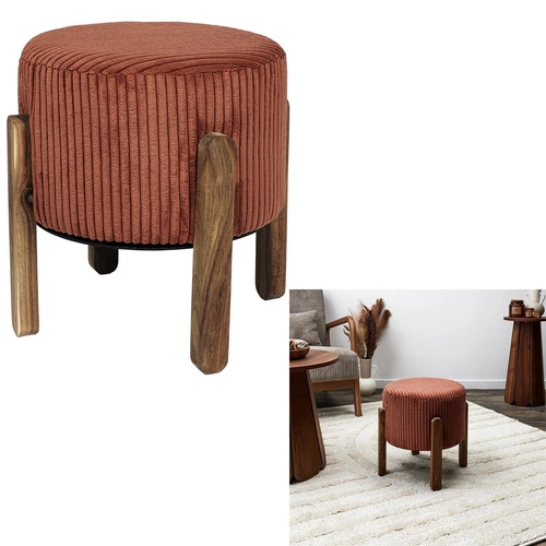 Stołek tapicerowany Scott sztruksowy terracotta boho do salonu