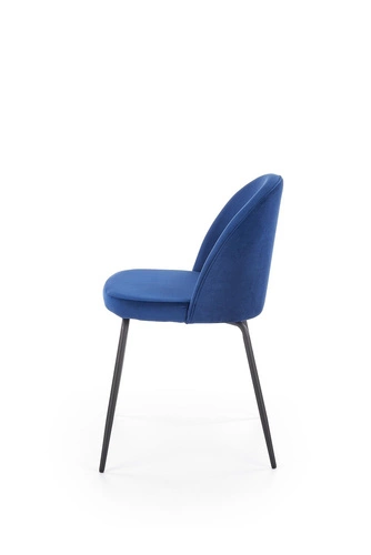 Krzesło tapicerowane Nebraska granatowe welur do jadalni i salonu nowoczesne na czarnych nogach