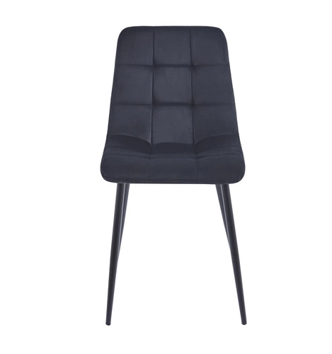 Krzesło do jadalni Caro Velvet czarne tapicerowane welur nowoczesne pikowane Intesi