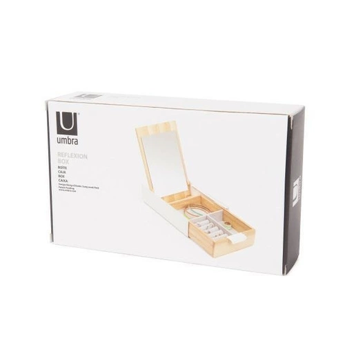 Umbra Reflexion drewniany organizer na biżuterię z lusterkiem biały do szuflady