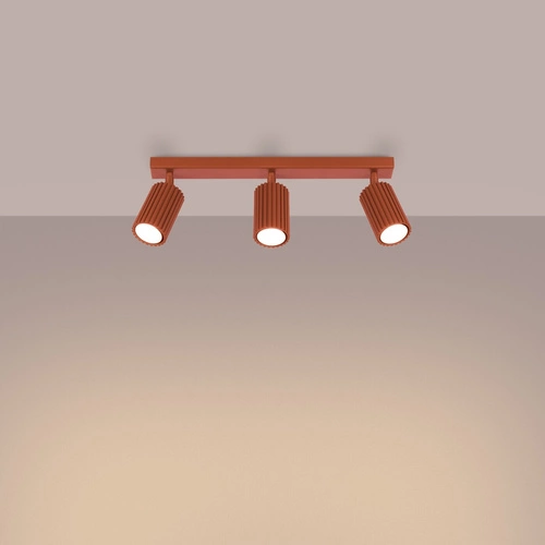 Plafon sufitowy Karbon 3L czerwony minimalistyczny aluminiowy do salonu z ruchomym kloszem