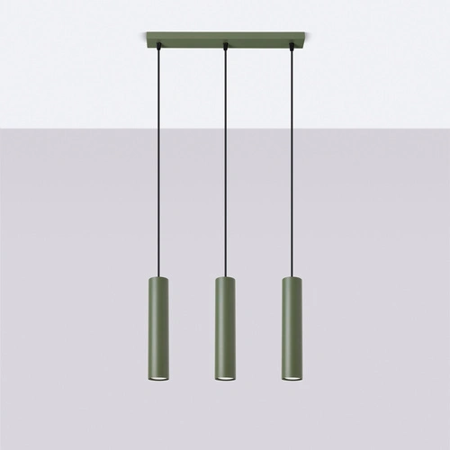 Lampa wisząca loftowa Lagos 3-punktowa zielona oliwka regulowana do salonu i jadalni
