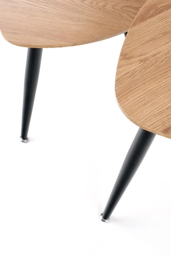 Zestaw 2 stolików kawowych Minessa owalny loftowy dąb i czarny metal do salonu Intesi