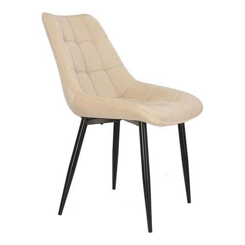 Krzesło do jadalni Poly Intesi tapicerowane welur beżowy z czarnymi nogami nowoczesne