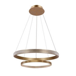 Lampa wisząca Hashim 60+40cm złoty 22W+34W LED kryształki bezbarwne