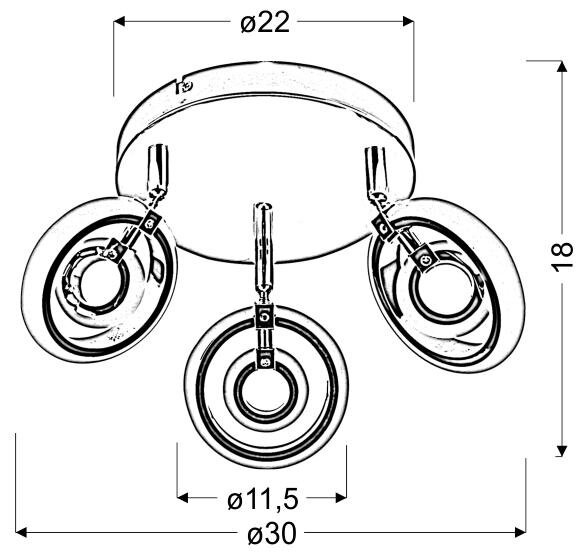 Plafon LED nowoczesny Celt 3x6W chrom okrągły do salonu i sypialni CANDELLUX