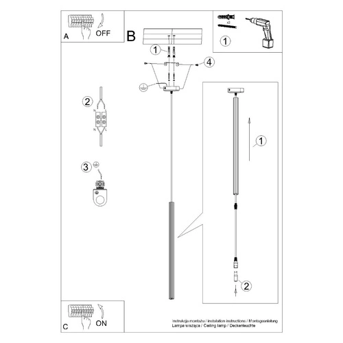 Lampa wisząca nowoczesna czarna ARCHE 1 regulowana do salonu kuchni jadalni SOLLUX