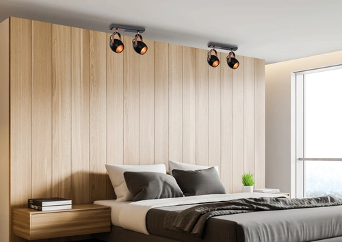 Lampa sufitowa Anica listwa czarny 2x40W  E14 odbłyśnik złoty