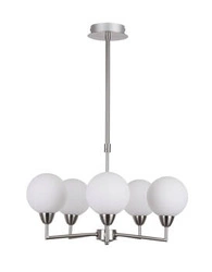 Lampa wisząca kula Logos 5-punktowa szklana biała nowoczesna do salonu i sypialni