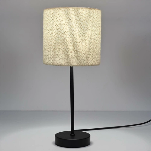 Lampka nocna do sypialni Intesi nowoczesna biała boucle z kloszem skandynawska 38 cm