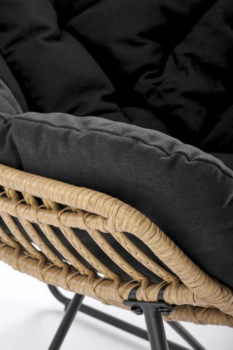Fotel wypoczynkowy Vasari rattan na płozach boho do salonu czarno-naturalny technorattan