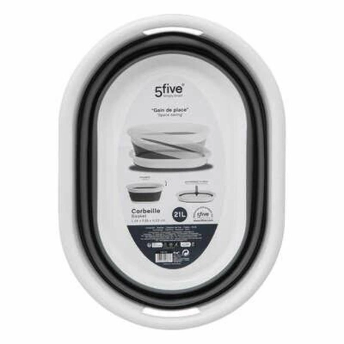 Kosz na pranie do łazienki rozkładany biało-szary 21 l owalny 5five simply smart