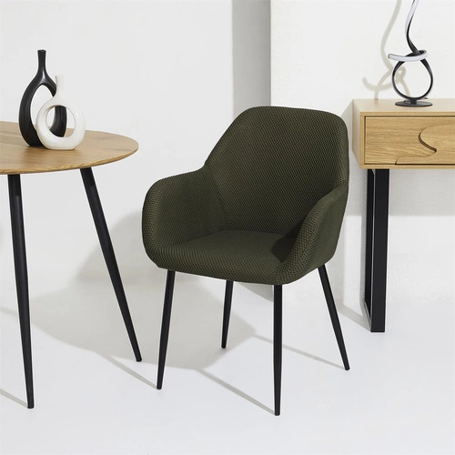 Krzesło tapicerowane Lavia zielone khaki do jadalni i salonu z podłokietnikami Intesi