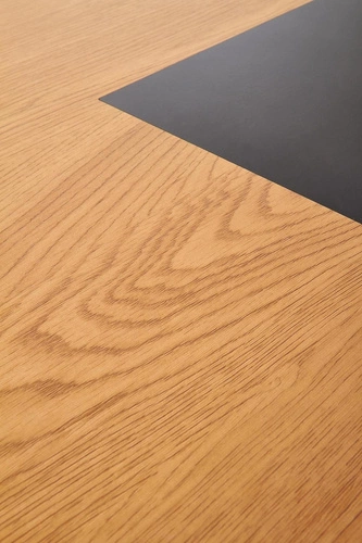 Biurko Inner loftowe do pracy dąb złoty i czarne nowoczesne z półką 100x50 cm Intesi