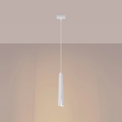 Lampa wisząca PRYSM 1 biała nowoczesna do salonu i kuchni stalowa pojedyncza 120 cm