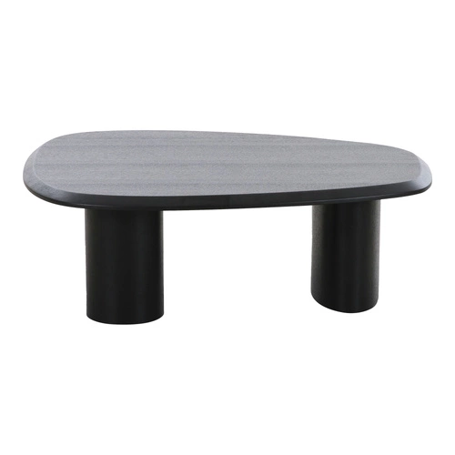 Stolik kawowy owalny Tirano czarny nowoczesny do salonu minimalistyczny fornir jesionowy 96x78 cm
