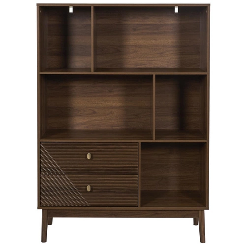 Regał na książki z szufladami Tiffany skandynawski orzech 100 cm Intesi