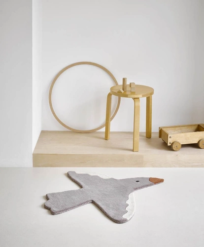 Dywan do pokoju dziecka wełniany nowoczesny Decor Kids Bird 80x90 beżowy ręcznie tkany