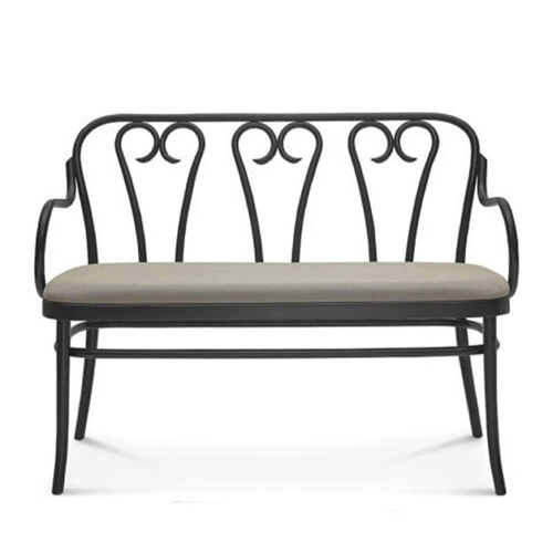 Ławka tapicerowana Fameg 6653 z oparciem do salonu i sypialni personalizowana z drewna bukowego