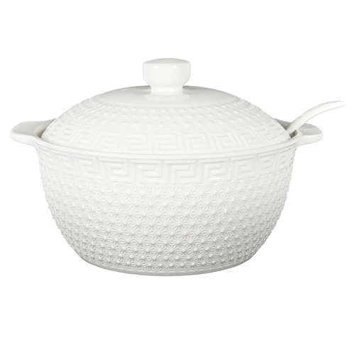 Ceramiczny zestaw do zup Intesi biały nowoczesny komplet obiadowy dla 6 osób do kuchni