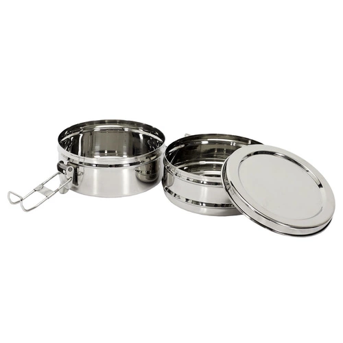 Metalowy Lunch box śniadaniówka z 2 pojemnikami