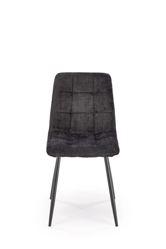 Krzesło tapicerowane Pilew czarne do jadalni i salonu nowoczesne pikowane na metalowych nogach