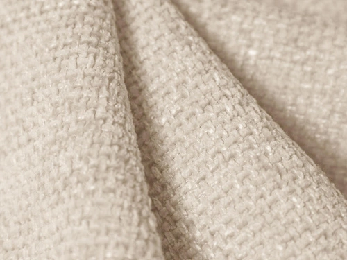 Pufa Miley kwadratowa tapicerowana beżowa chenille 90x90 cm nowoczesna do salonu i sypialni