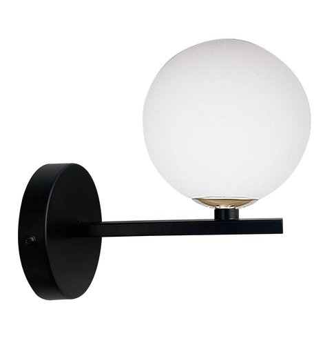 Kinkiet Kama lampa czarny+złoty 1x28 G9  klosz biały