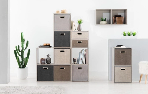 Regał na książki do salonu Kali 3 półki nowoczesny modułowy naturalny MDF 100,5 cm